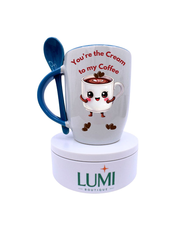 You're the Cream to my Coffee – Two-Tone Mug with Spoon 12oz