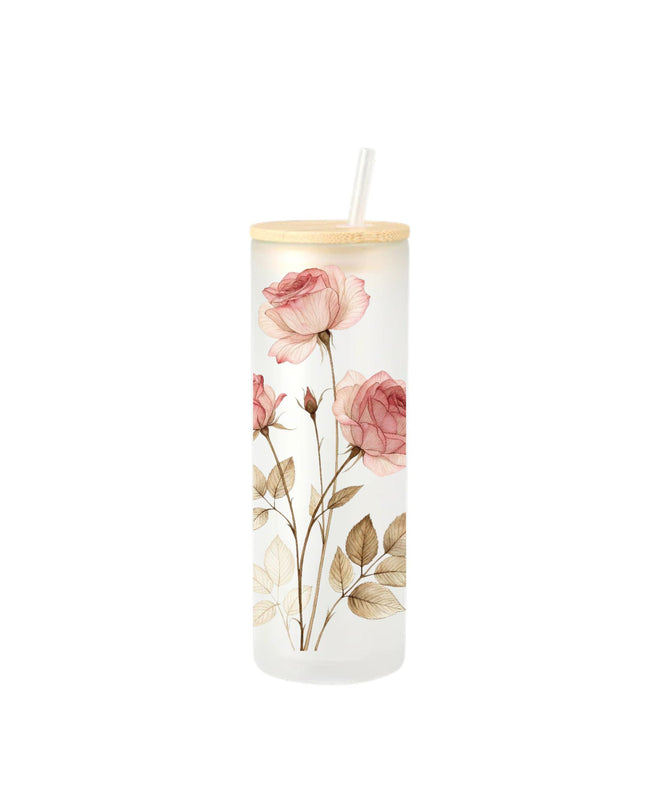 Luxury Glass with a Roses design - 17oz