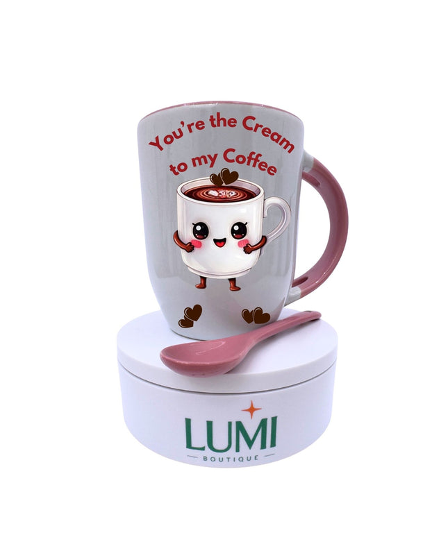 You're the Cream to my Coffee – Two-Tone Mug with Spoon 12oz