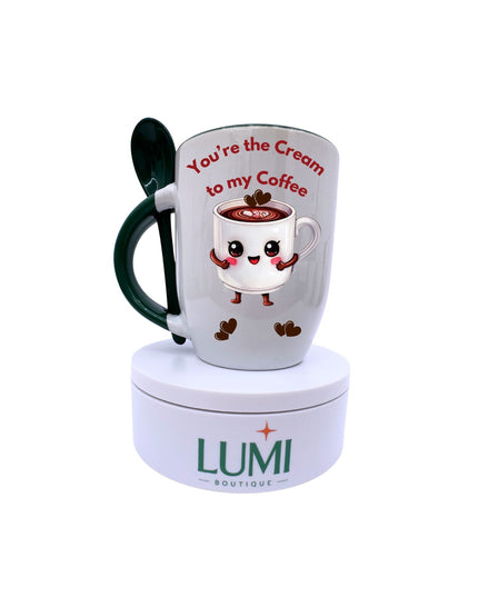 You're the Cream to my Coffee – Two-Tone Mug with Spoon 12oz