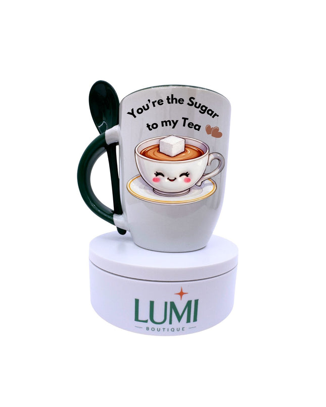 You’re the Sugar to My Tea – Two-Tone Mug with Spoon 12oz