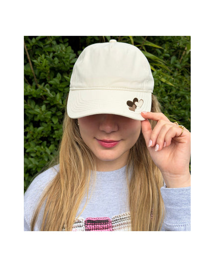 Delicate cap with Brown and Bege Hearts design - 5 panels