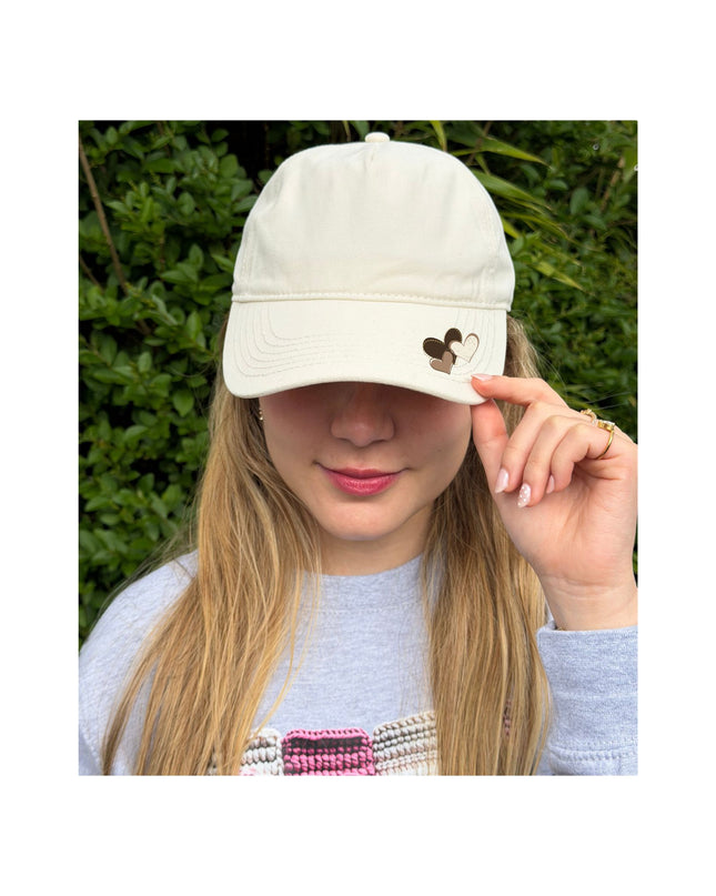 Delicate cap with Brown and Bege Hearts design - 5 panels