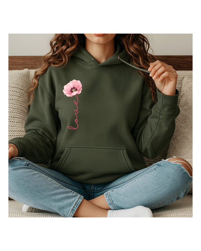 Soft Love Bloom – Minimal Floral Hoodie