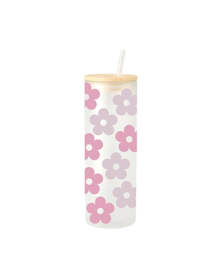Luxury Glass with a Pink Daisies design - 17oz