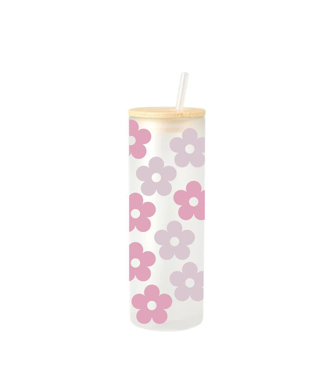 Luxury Glass with a Pink Daisies design - 17oz