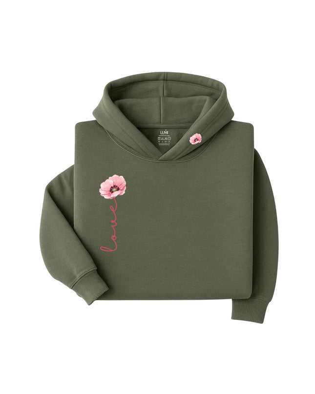 Soft Love Bloom – Minimal Floral Hoodie