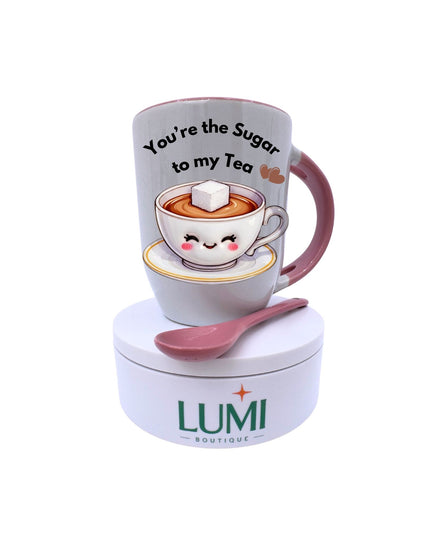 You’re the Sugar to My Tea – Two-Tone Mug with Spoon 12oz