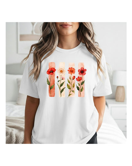  white t-shirt with floral design 