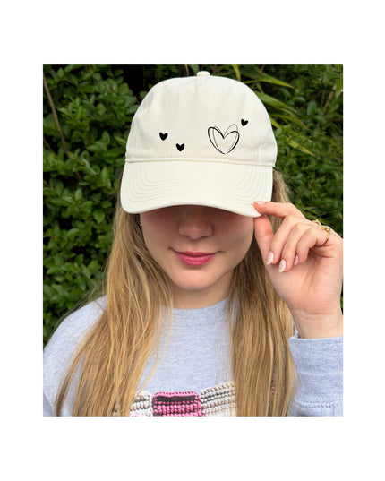 Delicate cap with Black hearts design - 5 panels