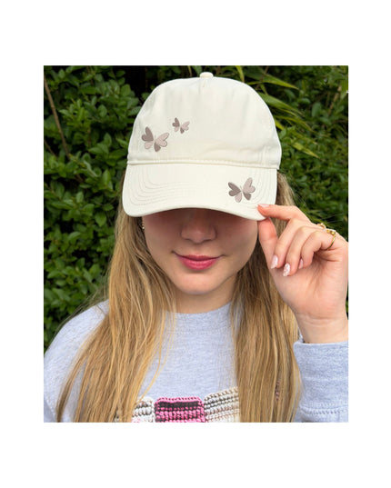 Delicate cap with Butterflies design - 5 panels