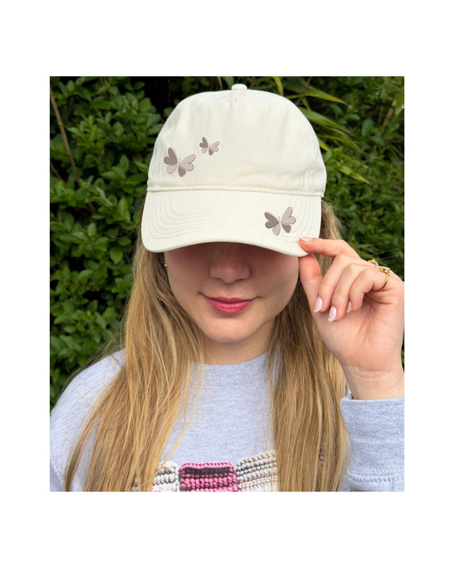 Delicate cap with Butterflies design - 5 panels