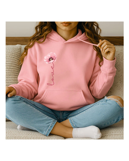 Soft Love Bloom – Minimal Floral Hoodie