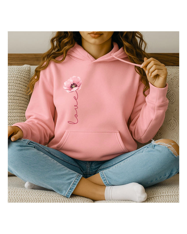 Soft Love Bloom – Minimal Floral Hoodie