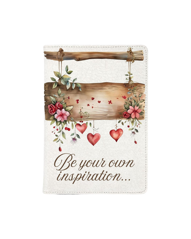 Notebook with Floral, hearts, and motivational quote design