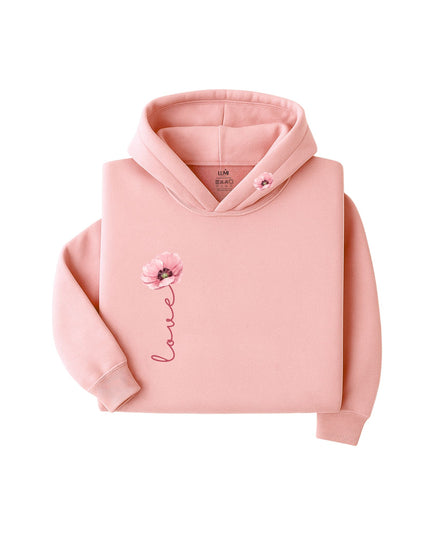 Soft Love Bloom – Minimal Floral Hoodie