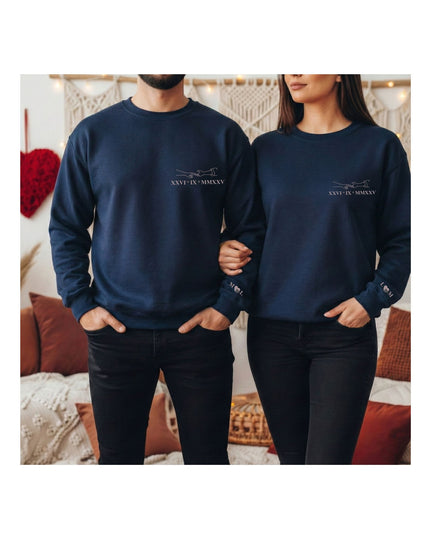  navy blue sweatshirts with a logo and text 