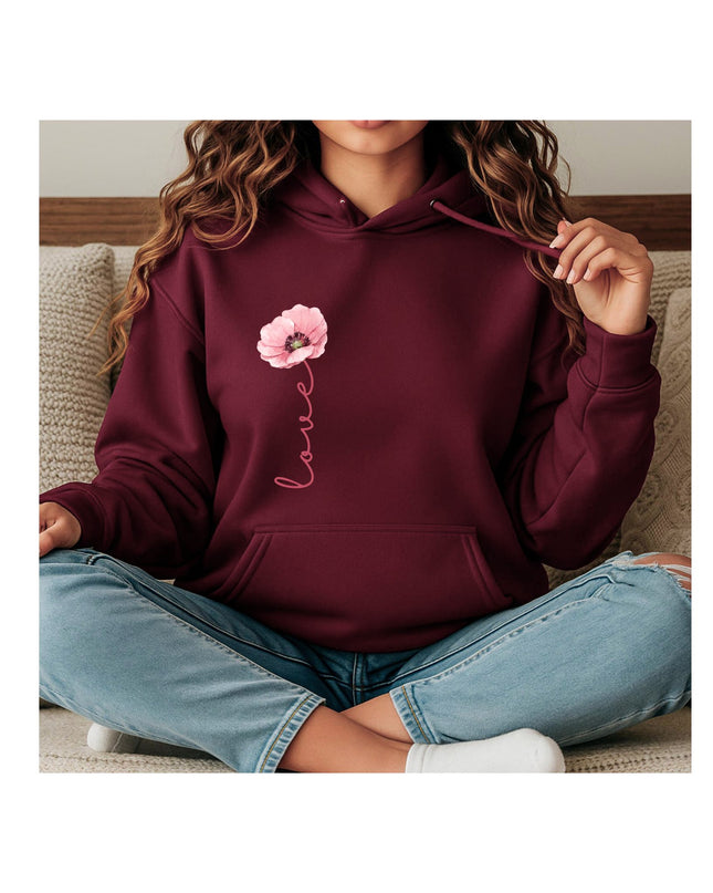 Soft Love Bloom – Minimal Floral Hoodie