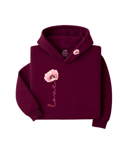 Soft Love Bloom – Minimal Floral Hoodie