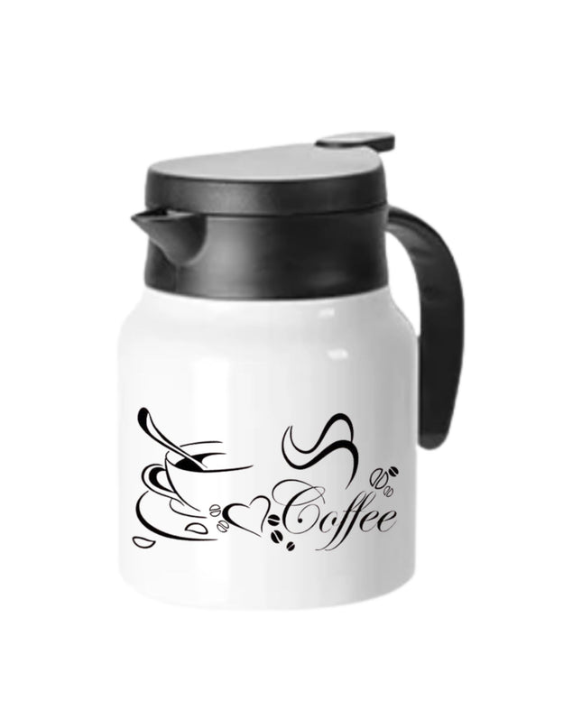 Elegant thermal carafe with a Mug, Hearts and the text Coffee design 800ml