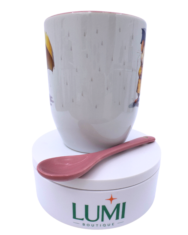 Elegant mug with a mouse in the rain design 12oz