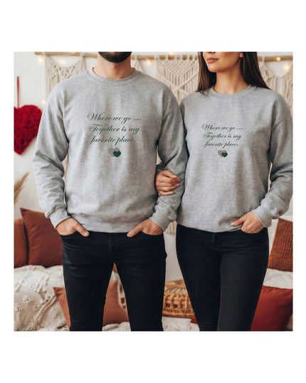  gray sweatshirts with a quote and heart design.