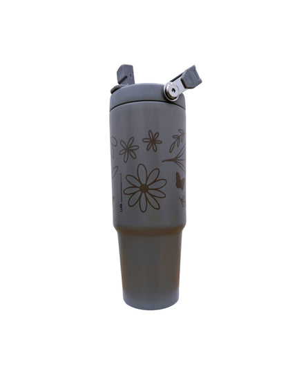 Deluxe grey matte with a floral design 30oz