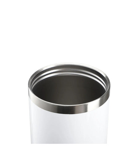 Silver metal canister on a white background