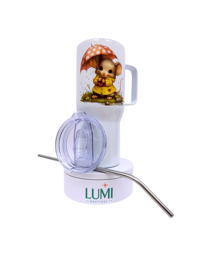 LUMI juicer with a small figurine on top on a white background