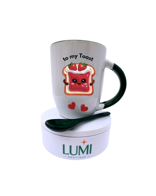 You're the Jam to my Toaste - Two-Tone Ceramic Mug with Spoon 12oz