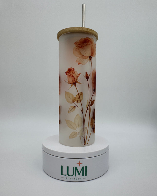 Luxury Glass with a Roses design - 17oz