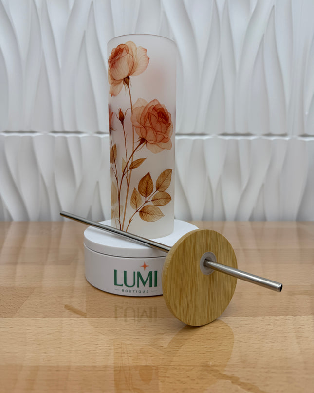 Luxury Glass with a Roses design - 17oz
