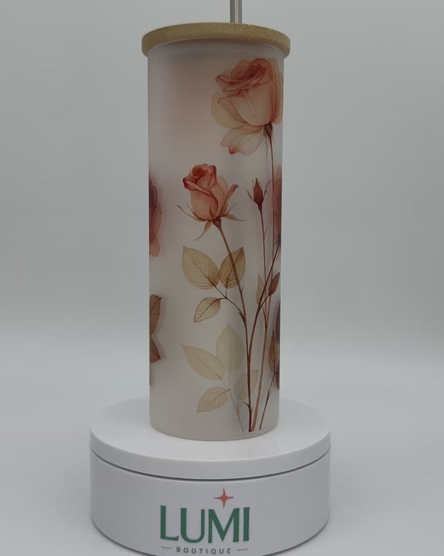 Luxury Glass with a Roses design - 17oz