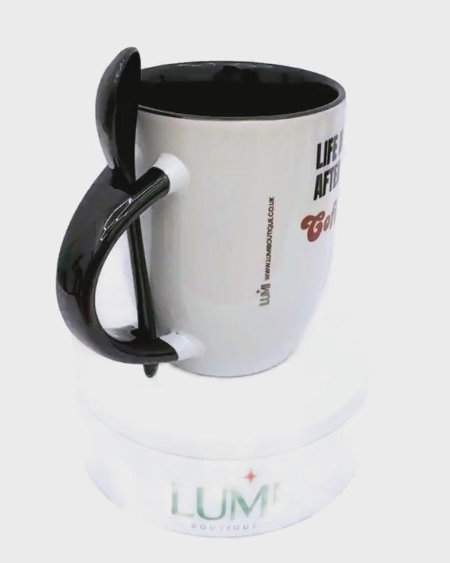 Elegant mug with a Life is better after coffee design 12oz